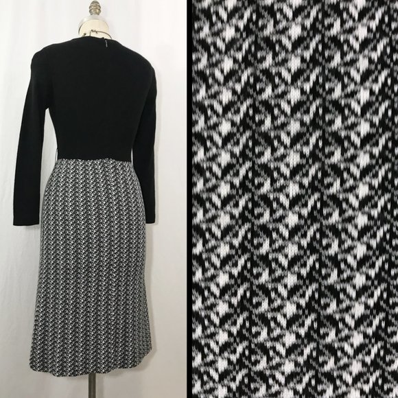 Vintage 70s Frank Usher Dress Black White Knit Dress - Picture 6 of 9